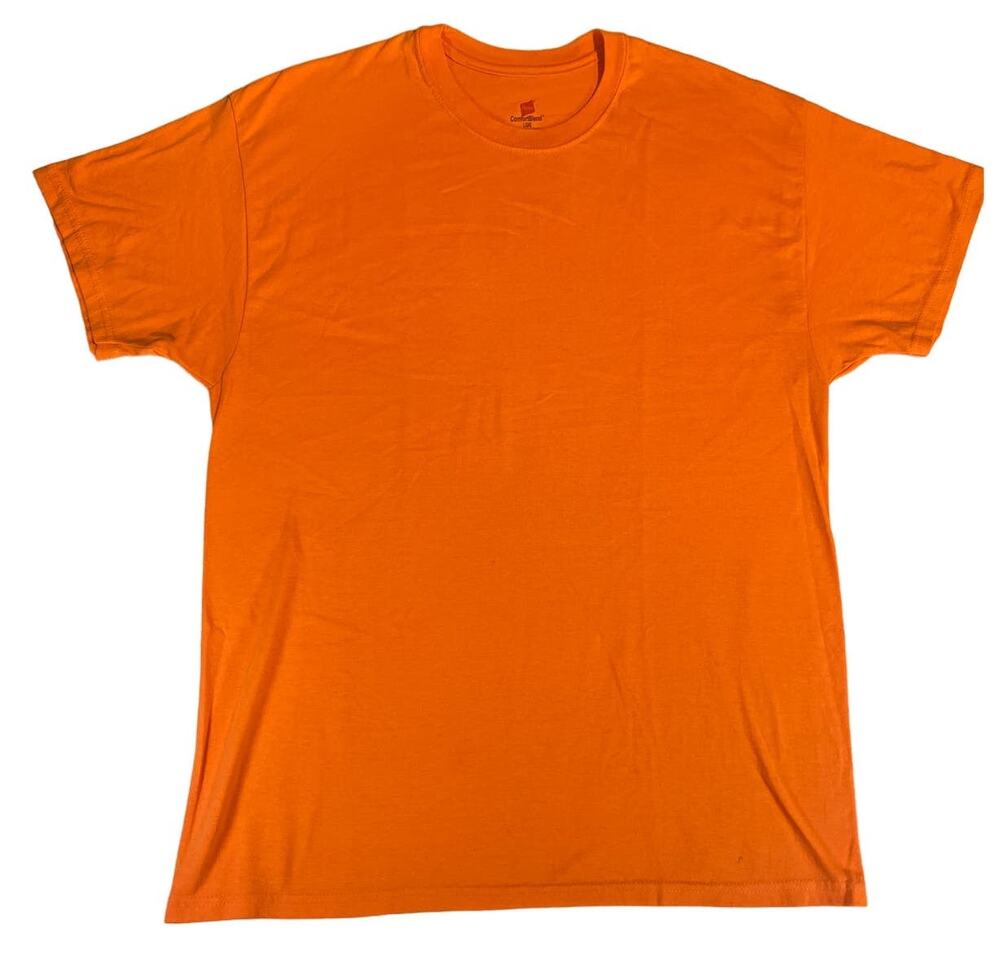 Hanes Comfort Blend Safety Orange T-Shirt Men's Large Cotton/ Poly 50/50 Hunting